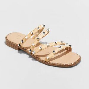 NEW Women's Hollis Embellished Slide Sandals - A New Day Tan 11
